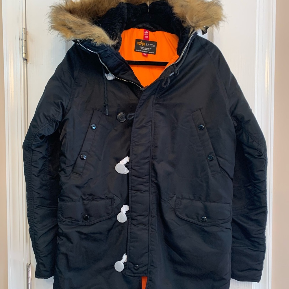Alpha Industries Parka - Slim Fit N 3B - Black - Small